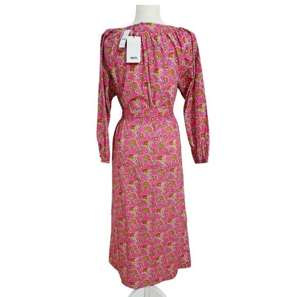 J. Crew Collection Tie Waist Cotton Poplin Dress in Ratti Pink Blooms Floral S - Picture 6 of 11